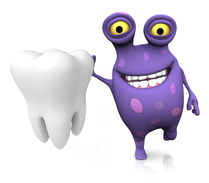 purple monster with tooth